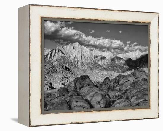 USA, California, Sierra Nevada Mountains. Moon Above Mt Whitney-Dennis Flaherty-Framed Premier Image Canvas