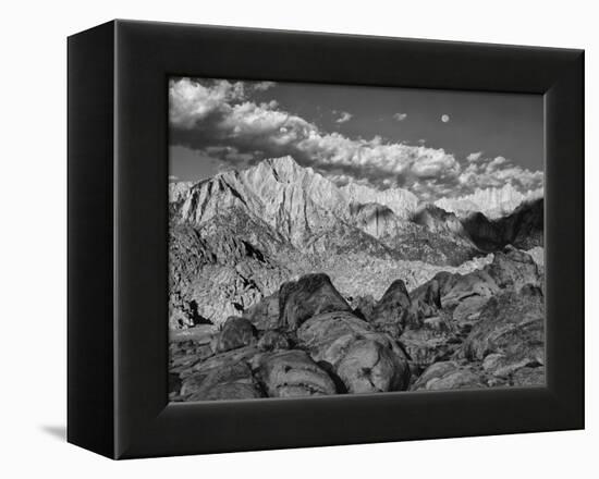 USA, California, Sierra Nevada Mountains. Moon Above Mt Whitney-Dennis Flaherty-Framed Premier Image Canvas