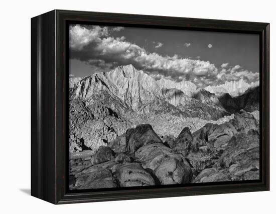 USA, California, Sierra Nevada Mountains. Moon Above Mt Whitney-Dennis Flaherty-Framed Premier Image Canvas