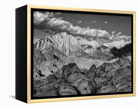 USA, California, Sierra Nevada Mountains. Moon Above Mt Whitney-Dennis Flaherty-Framed Premier Image Canvas