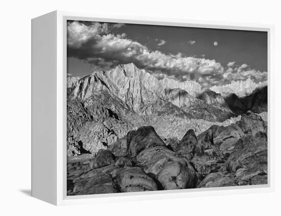 USA, California, Sierra Nevada Mountains. Moon Above Mt Whitney-Dennis Flaherty-Framed Premier Image Canvas
