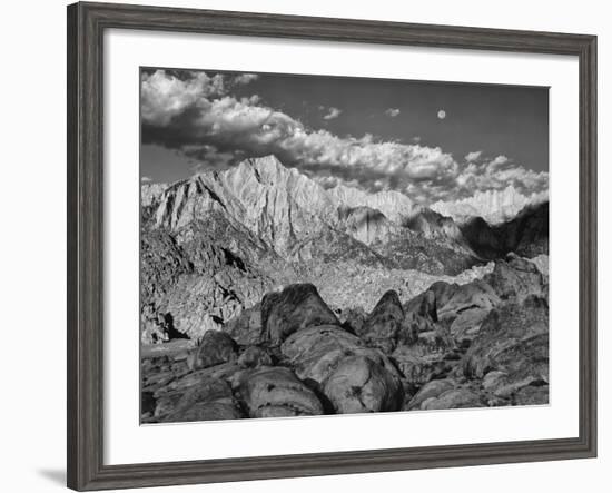 USA, California, Sierra Nevada Mountains. Moon Above Mt Whitney-Dennis Flaherty-Framed Photographic Print