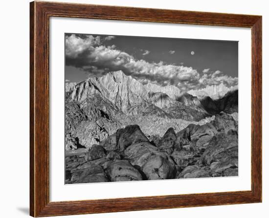 USA, California, Sierra Nevada Mountains. Moon Above Mt Whitney-Dennis Flaherty-Framed Photographic Print