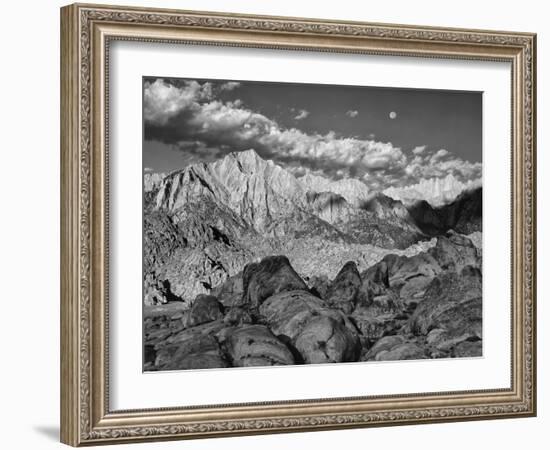 USA, California, Sierra Nevada Mountains. Moon Above Mt Whitney-Dennis Flaherty-Framed Photographic Print