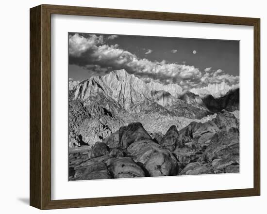 USA, California, Sierra Nevada Mountains. Moon Above Mt Whitney-Dennis Flaherty-Framed Photographic Print