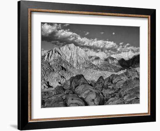 USA, California, Sierra Nevada Mountains. Moon Above Mt Whitney-Dennis Flaherty-Framed Photographic Print