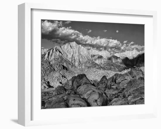 USA, California, Sierra Nevada Mountains. Moon Above Mt Whitney-Dennis Flaherty-Framed Photographic Print