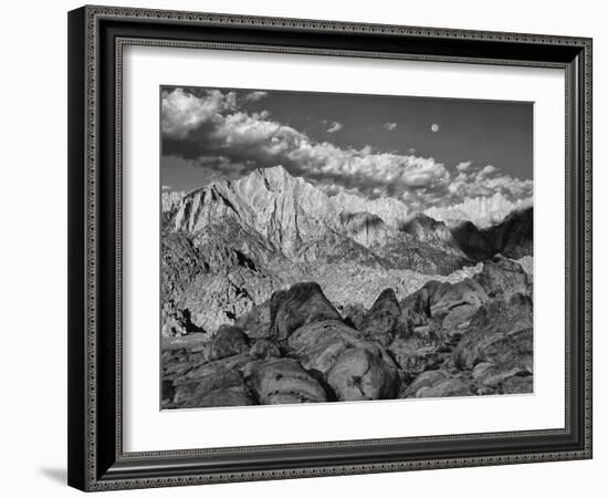 USA, California, Sierra Nevada Mountains. Moon Above Mt Whitney-Dennis Flaherty-Framed Photographic Print