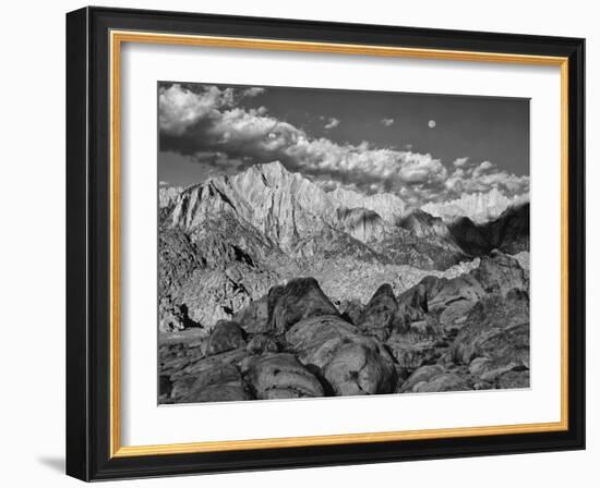 USA, California, Sierra Nevada Mountains. Moon Above Mt Whitney-Dennis Flaherty-Framed Photographic Print