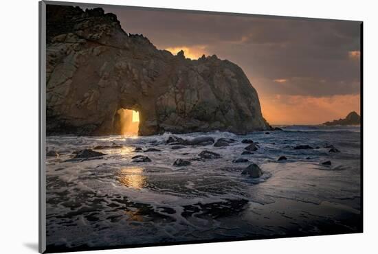 Usa, California. Sunsets gleams through this hole in the rock along the Big Sur coast.-Betty Sederquist-Mounted Photographic Print