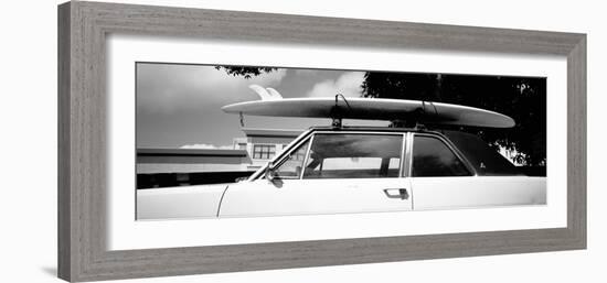 Usa, California, Surf Board on Roof of Car-null-Framed Photographic Print