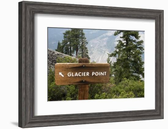 USA, California, Yosemite National Park, Glacier Point Directional Sign-Bernard Friel-Framed Photographic Print