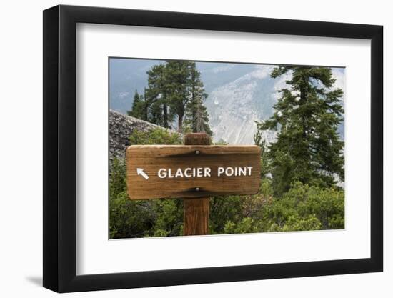 USA, California, Yosemite National Park, Glacier Point Directional Sign-Bernard Friel-Framed Photographic Print