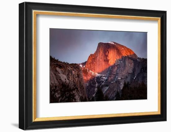 USA, California, Yosemite National Park. Sunset light hits Half Dome in winter-Ann Collins-Framed Photographic Print