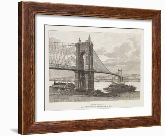 Usa, Cincinnati, Bridge over Ohio River from Nouvelle Geographie Universelle by Elisee Reclus-null-Framed Giclee Print