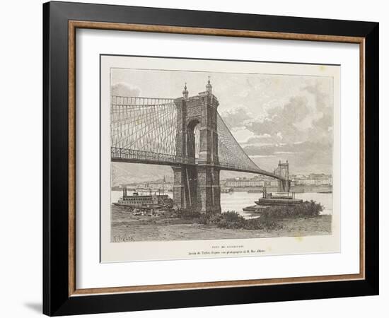 Usa, Cincinnati, Bridge over Ohio River from Nouvelle Geographie Universelle by Elisee Reclus-null-Framed Giclee Print