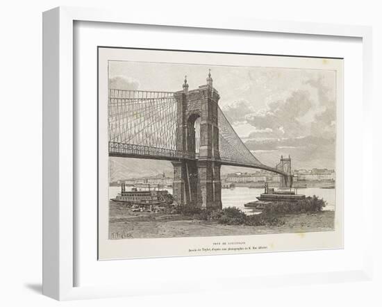 Usa, Cincinnati, Bridge over Ohio River from Nouvelle Geographie Universelle by Elisee Reclus-null-Framed Giclee Print