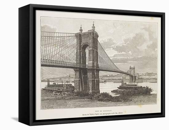 Usa, Cincinnati, Bridge over Ohio River from Nouvelle Geographie Universelle by Elisee Reclus-null-Framed Premier Image Canvas