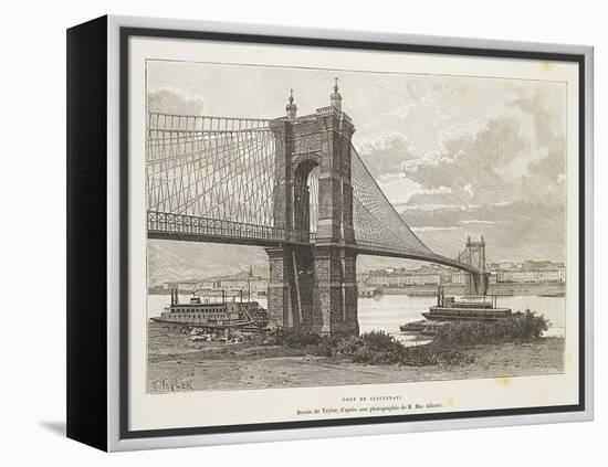 Usa, Cincinnati, Bridge over Ohio River from Nouvelle Geographie Universelle by Elisee Reclus-null-Framed Premier Image Canvas