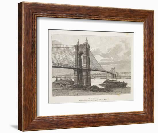 Usa, Cincinnati, Bridge over Ohio River from Nouvelle Geographie Universelle by Elisee Reclus-null-Framed Giclee Print