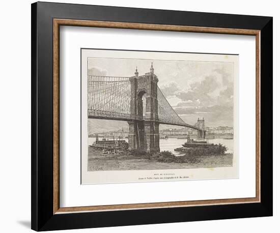 Usa, Cincinnati, Bridge over Ohio River from Nouvelle Geographie Universelle by Elisee Reclus-null-Framed Giclee Print