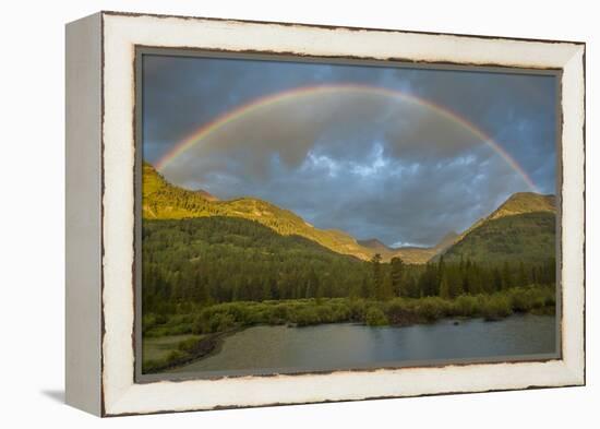 USA, Colorado, Gunnison National Forest. Rainbow over Slate River Valley-Jaynes Gallery-Framed Premier Image Canvas