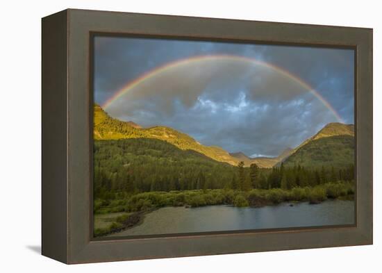 USA, Colorado, Gunnison National Forest. Rainbow over Slate River Valley-Jaynes Gallery-Framed Premier Image Canvas