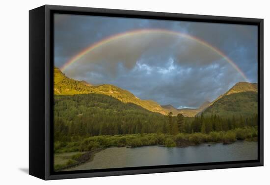 USA, Colorado, Gunnison National Forest. Rainbow over Slate River Valley-Jaynes Gallery-Framed Premier Image Canvas