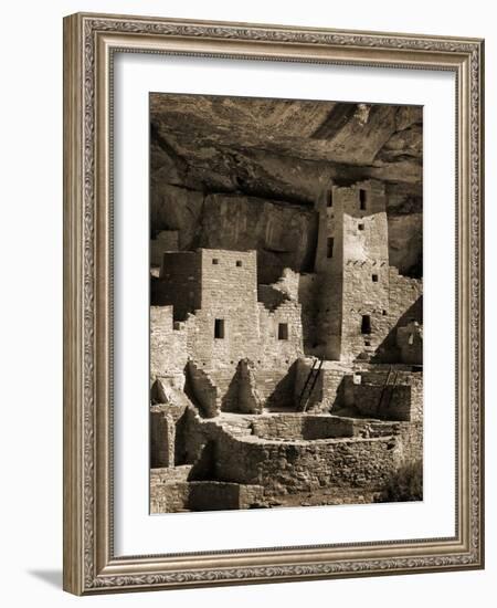 USA, Colorado, Mesa Verde National Park. Cliff Palace Ruin, Tinted Monochrome-Ann Collins-Framed Photographic Print