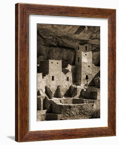 USA, Colorado, Mesa Verde National Park. Cliff Palace Ruin, Tinted Monochrome-Ann Collins-Framed Photographic Print