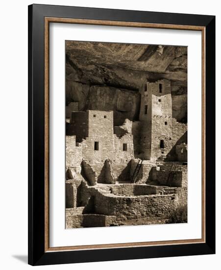 USA, Colorado, Mesa Verde National Park. Cliff Palace Ruin, Tinted Monochrome-Ann Collins-Framed Photographic Print