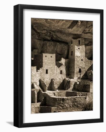 USA, Colorado, Mesa Verde National Park. Cliff Palace Ruin, Tinted Monochrome-Ann Collins-Framed Photographic Print