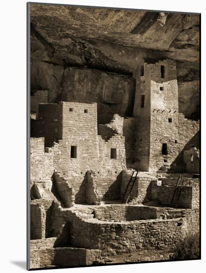 USA, Colorado, Mesa Verde National Park. Cliff Palace Ruin, Tinted Monochrome-Ann Collins-Mounted Photographic Print