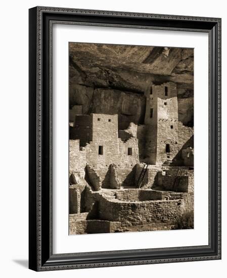 USA, Colorado, Mesa Verde National Park. Cliff Palace Ruin, Tinted Monochrome-Ann Collins-Framed Photographic Print