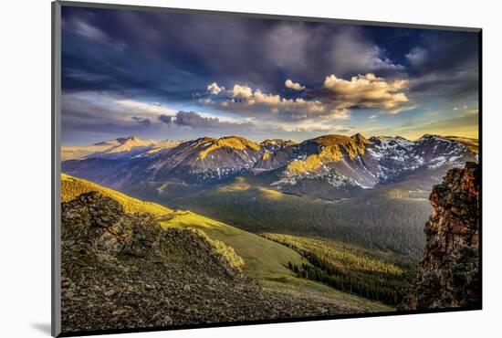 USA, Colorado, Rocky Mountain National Park. Mountain and valley landscape at sunset.-Jaynes Gallery-Mounted Photographic Print