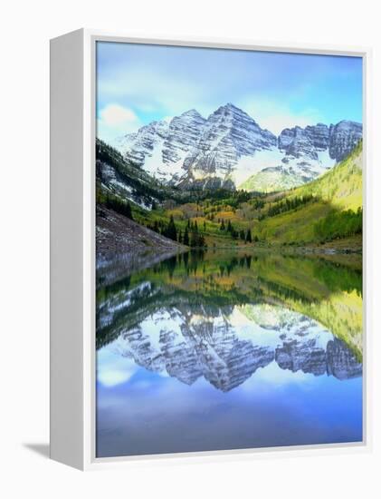 USA, Colorado. Rocky Mountains, Maroon Bells Reflect into Maroon Lake-Jaynes Gallery-Framed Premier Image Canvas