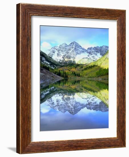 USA, Colorado. Rocky Mountains, Maroon Bells Reflect into Maroon Lake-Jaynes Gallery-Framed Photographic Print