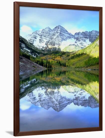 USA, Colorado. Rocky Mountains, Maroon Bells Reflect into Maroon Lake-Jaynes Gallery-Framed Photographic Print