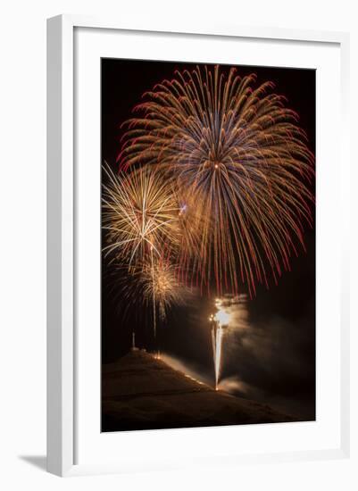 USA, Colorado, Salida. July 4th Fireworks Display-Don Grall-Framed Photographic Print