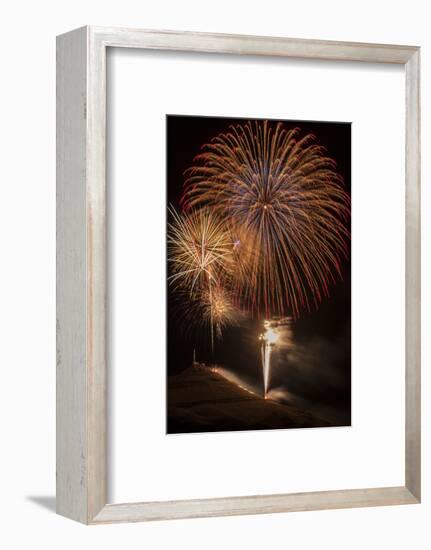 USA, Colorado, Salida. July 4th Fireworks Display-Don Grall-Framed Photographic Print