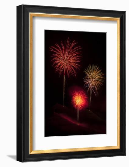 USA, Colorado, Salida. July 4th Fireworks Display-Don Grall-Framed Photographic Print