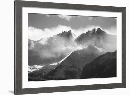 USA, Colorado, San Juan Mountains. Black and white of winter mountain landscape.-Jaynes Gallery-Framed Photographic Print