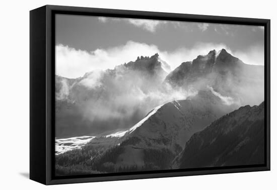 USA, Colorado, San Juan Mountains. Black and white of winter mountain landscape.-Jaynes Gallery-Framed Premier Image Canvas