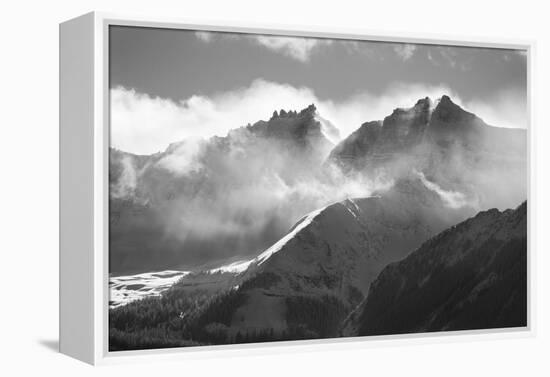 USA, Colorado, San Juan Mountains. Black and white of winter mountain landscape.-Jaynes Gallery-Framed Premier Image Canvas