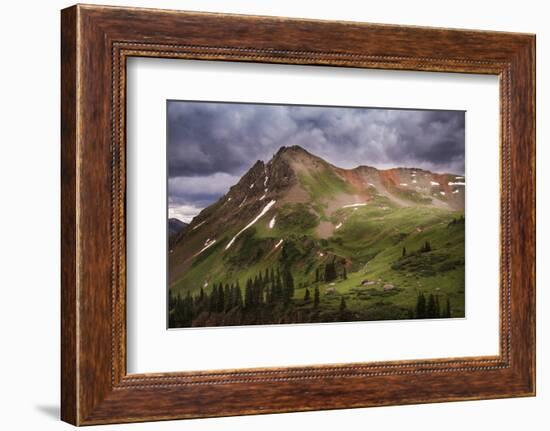 USA, Colorado, San Juan Mountains. Green mountain tundra and summer storm clouds.-Jaynes Gallery-Framed Photographic Print