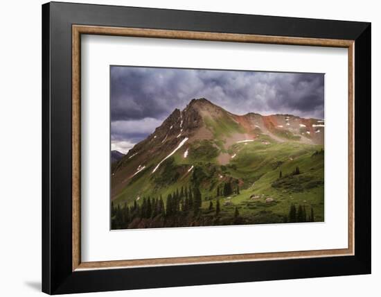 USA, Colorado, San Juan Mountains. Green mountain tundra and summer storm clouds.-Jaynes Gallery-Framed Photographic Print