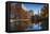 USA, Connecticut, Hartford, Bushnell Park, reflection of office buildings and Travelers Tower-Walter Bibikow-Framed Premier Image Canvas