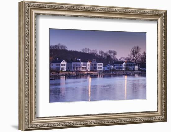 USA, Connecticut, Mystic, houses along Mystic River at dawn-Walter Bibikow-Framed Photographic Print