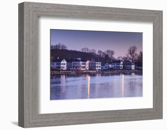 USA, Connecticut, Mystic, houses along Mystic River at dawn-Walter Bibikow-Framed Photographic Print