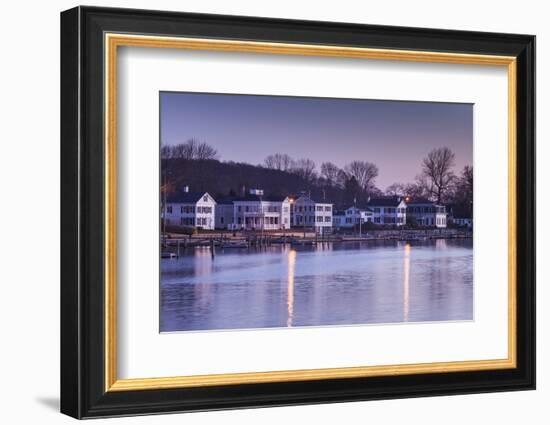 USA, Connecticut, Mystic, houses along Mystic River at dawn-Walter Bibikow-Framed Photographic Print